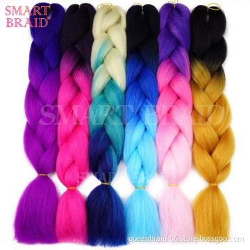 Synthetic Hair Suppliers Yaki Other Artificial Hair Extensions Ombre Crochet 24 inch Synthetic Braiding Jumbo Hair Braid